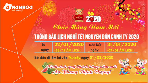 LỊCH NGHỈ TẾT NGUYÊN ĐÁN CANH TÝ 2020